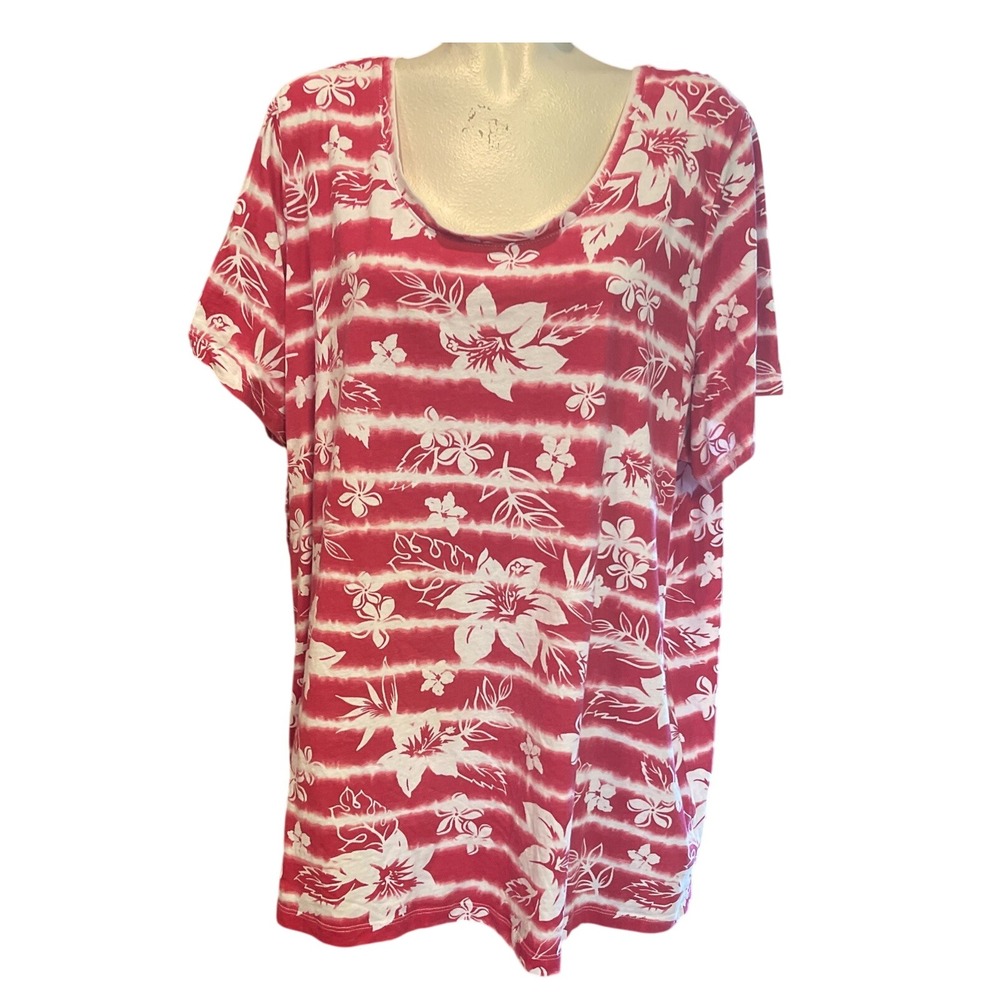 Woman Within size 2x‎ 26/28 tropical blouse Scoop Neck Floral